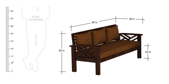 Hamilton Teak Wood Sofa Set (3+1+1) in Mahogany